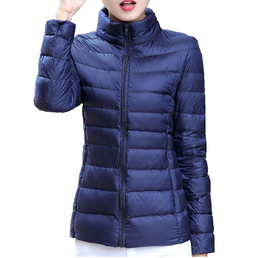 Women Lightweight Puffer Jacket Long Sleeve Coat Packable Down Coat Zip Up Winter Wram Coat Water-Resistant Outwear