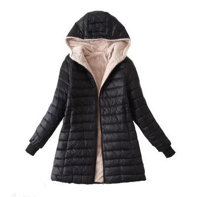 Gifts for All Women Lightweight Puffer Jacket Plus Size Quilted Coat Hooded Packable Fleece Winter Warm Waterproof Mid Length Coats