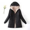 Gifts for All Women Lightweight Puffer Jacket Plus Size Quilted Coat Hooded Packable Fleece Winter Warm Waterproof Mid Length Coats view 2