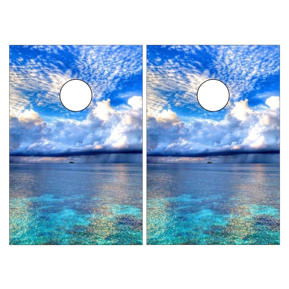 Cornhole Board Wraps Ocean Cornhole Skins for Boards,3ft x 2ft Skin Decal Vinyl Wrap for Cornhole Game Board Bag Toss (2xpcs.)