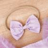 IBTOM CASTLE Baby Girl Clothes set: Princess romper tutu dress tulle Short Puff Sleeve Flower Embroidery Wedding Christmas Dress Up Clothing Sets With headband Purple 0-3 Months view 3