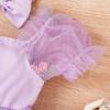 IBTOM CASTLE Baby Girl Clothes set: Princess romper tutu dress tulle Short Puff Sleeve Flower Embroidery Wedding Christmas Dress Up Clothing Sets With headband Purple 0-3 Months view 4