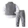 Pofiko Toddler Boy Dress Clothes Kids Suit Formal Outfits Shirt + Bowtie + Vest + Pants Boys Gentleman Clothing Sets Gray view 2