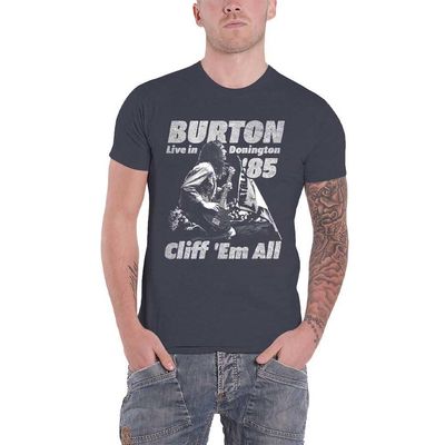 Cliff Burton T Shirt Flag Retro Official Unisex Heather Grey Size XL