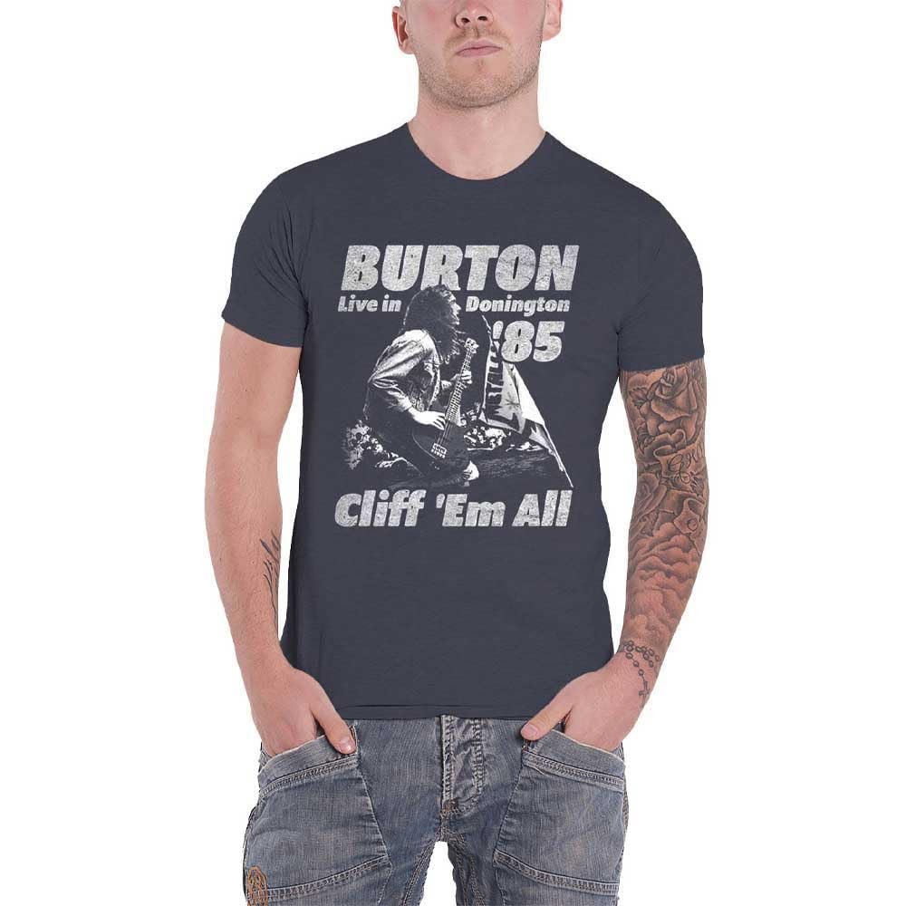 Cliff Burton T Shirt Flag Retro Official Unisex Heather Grey Size XL