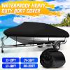 SYLALE Marine Accessories 600D Heavy Duty Open Boat Cover Trailerable V-Hull Marine Cover Waterproof Sunshade Dust-Proof Boat Mooring Cover(14-16Ft) view 3