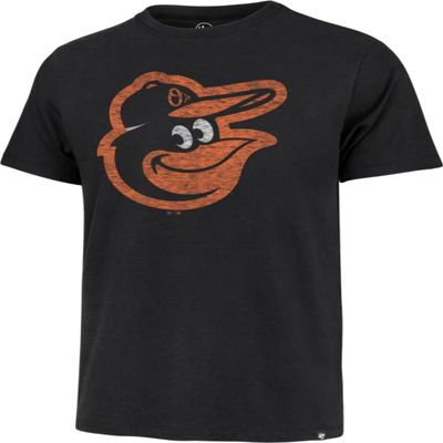 47 MLB Men's Distressed Imprint Match Team Color Primary Logo Word Mark T-Shirt (Baltimore Orioles Black, Small)