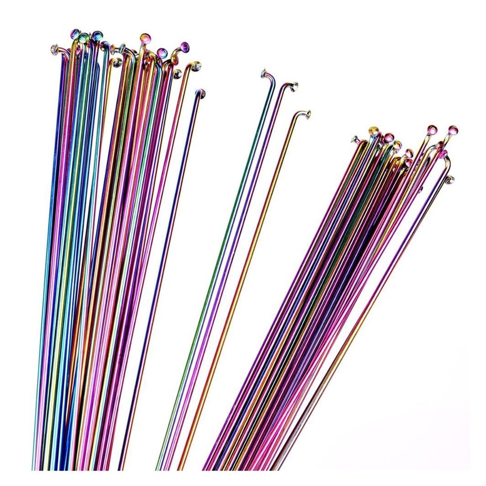 NORAZE Bicycle Spoke Wire Rainbow Spokes 26 27.5 29 Inch Spoke Spoke Cap Mountain/Road Bike 304 Stainless Steel 14G (Color : Rainbow, Size : 259MM X 10pcs)