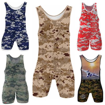 4 Time All American Sublimated Wrestling Singlet  Stitched & Durable Mens Singlet  Singlet for Wrestling, MMA & Powerlifting Wrestling Singlet Youth Boys (Camo Desert, XXXS/YM 41-50 lbs.)