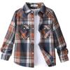 Aimehonpe Boys Girls Flannel Plaid Shirts Long Sleeve Spring Buffalo Western Button Down Shirt Vintage Lightweight, BloodOrange, Medium view 1