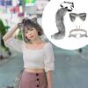 MYCENSE Ears and Tail Ears Hair Clip Lolita Fancy Dress Long Tail Gifts with Choker Cosplay Hair Hoop Headdress for Christmas Masquerade Party, Grey view 3