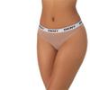 DKNY Women's Underwear Microfiber Contrast Logo Thong Panties 3 Pack Multipack - Black/Aluminum/Caf, Large view 1