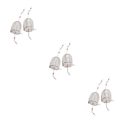 Sosoport 6pcs Fishing Bait Trap Spring Lid Stainless Steel Cage for Smelt Eels Crabs Lobster Shrimp Crawfish