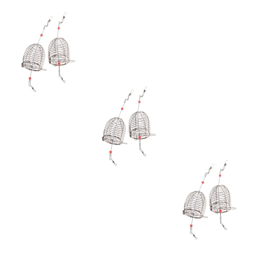 Sosoport 6pcs Fishing Bait Trap Spring Lid Stainless Steel Cage for Smelt Eels Crabs Lobster Shrimp Crawfish
