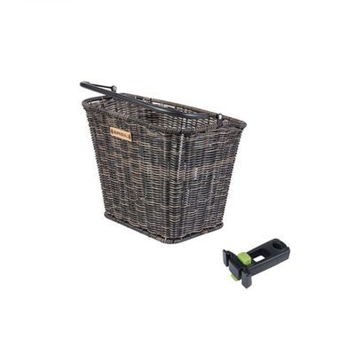 Bicycle basket Basil Bremen Rattan Look with KF stem holder 27 x 35 x 29 cm - brown, 19042