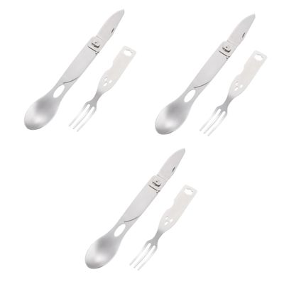 BESPORTBLE 3pcs 3 1 Meal Tool Cutlery Combination Fork Spoon Set Kitchen Utensil Multipurpose Cutlery Portable Camping Picnic Accessory