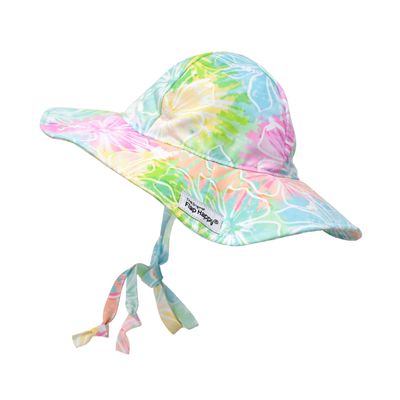 Flap Happy Baby and Children's Floppy Hat UPF 50+, Highest Certified UV Sun Protection, Hibiscus Blooms, Medium