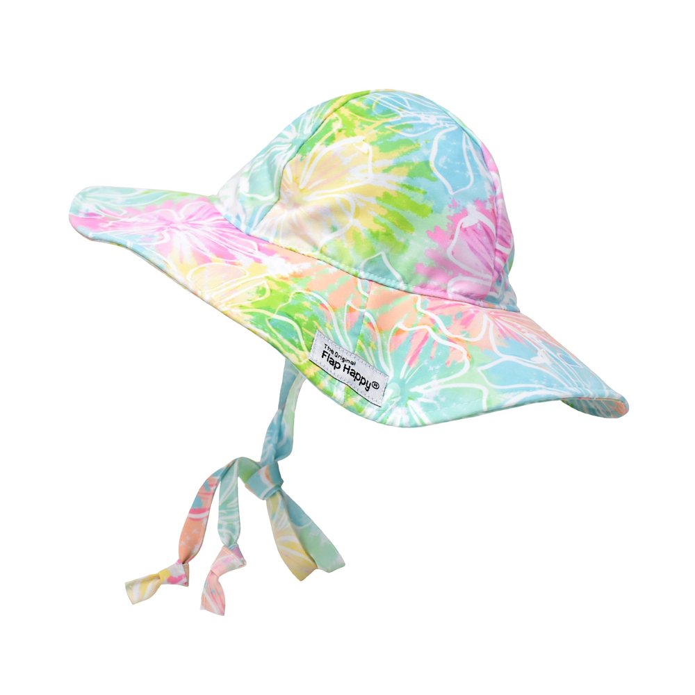 Flap Happy Baby and Children's Floppy Hat UPF 50+, Highest Certified UV Sun Protection, Hibiscus Blooms, Medium