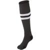 Striped Baseball Socks, 1 Pair, Large, Graphite, White, Black view 1