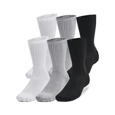Under Armour Unisex-Adult Training Cotton Crew Socks 6 Pack, (035) Steel/White/Black, Medium