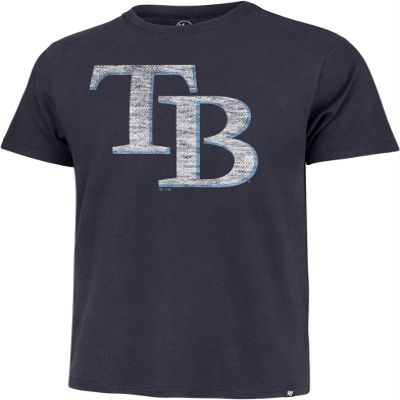 '47 MLB Men's Distressed Imprint Match Team Color Primary Logo Word Mark T-Shirt (Tampa Bay Rays Navy, XX-Large)