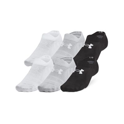 Under Armour Unisex-Adult Essential Ultra Low Tab Socks 6 Pack, (002) Black/Black/Halo Gray, Medium