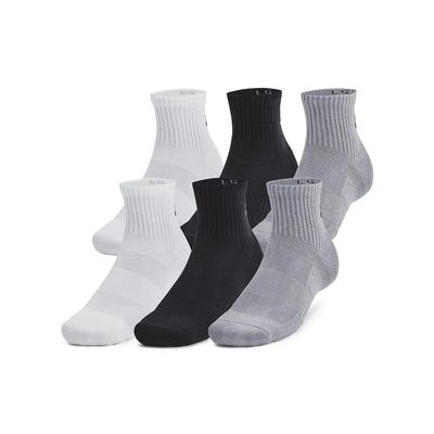 Under Armour Unisex-Adult Training Cotton Quarter Socks 6 Pack, (035) Steel/White/Black, Small