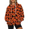 ZYXTIM Halloween Sweatshirts for Women Long Sleeve Bat Graphic Drawstring Pockes Hoodie Loose Fashion Casual Pullover Tops Blue view 1