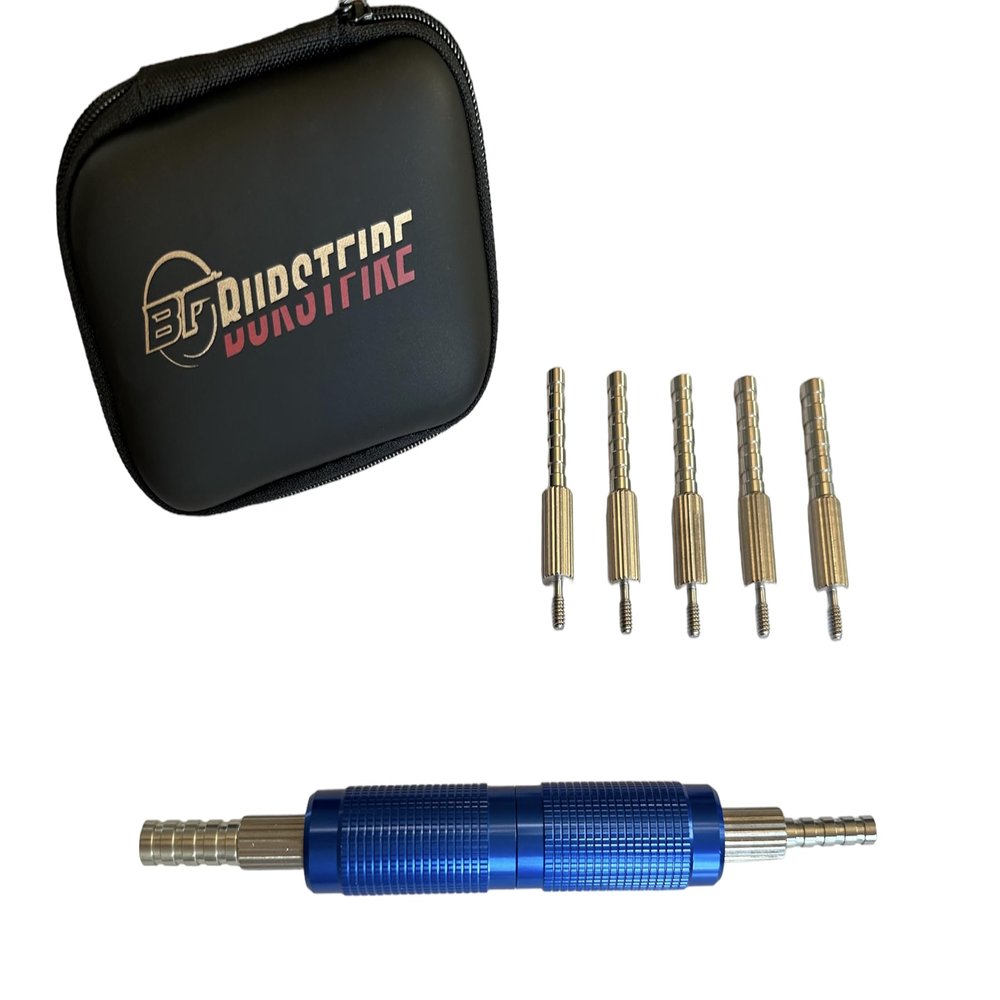 Burstfire Complete Neck Tension Case Mouth Gauges Set for Reloading, Case Prep, Precision Handload .224, .243, 264, .277, .284, .308, .338 (Compelete 7 Gauge Kit + Handles) + Storage Pouch.