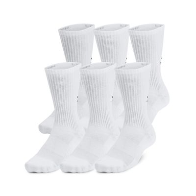 Under Armour Unisex-Adult Training Cotton Crew Socks 6 Pack, (100) White/White/Black, X-Large