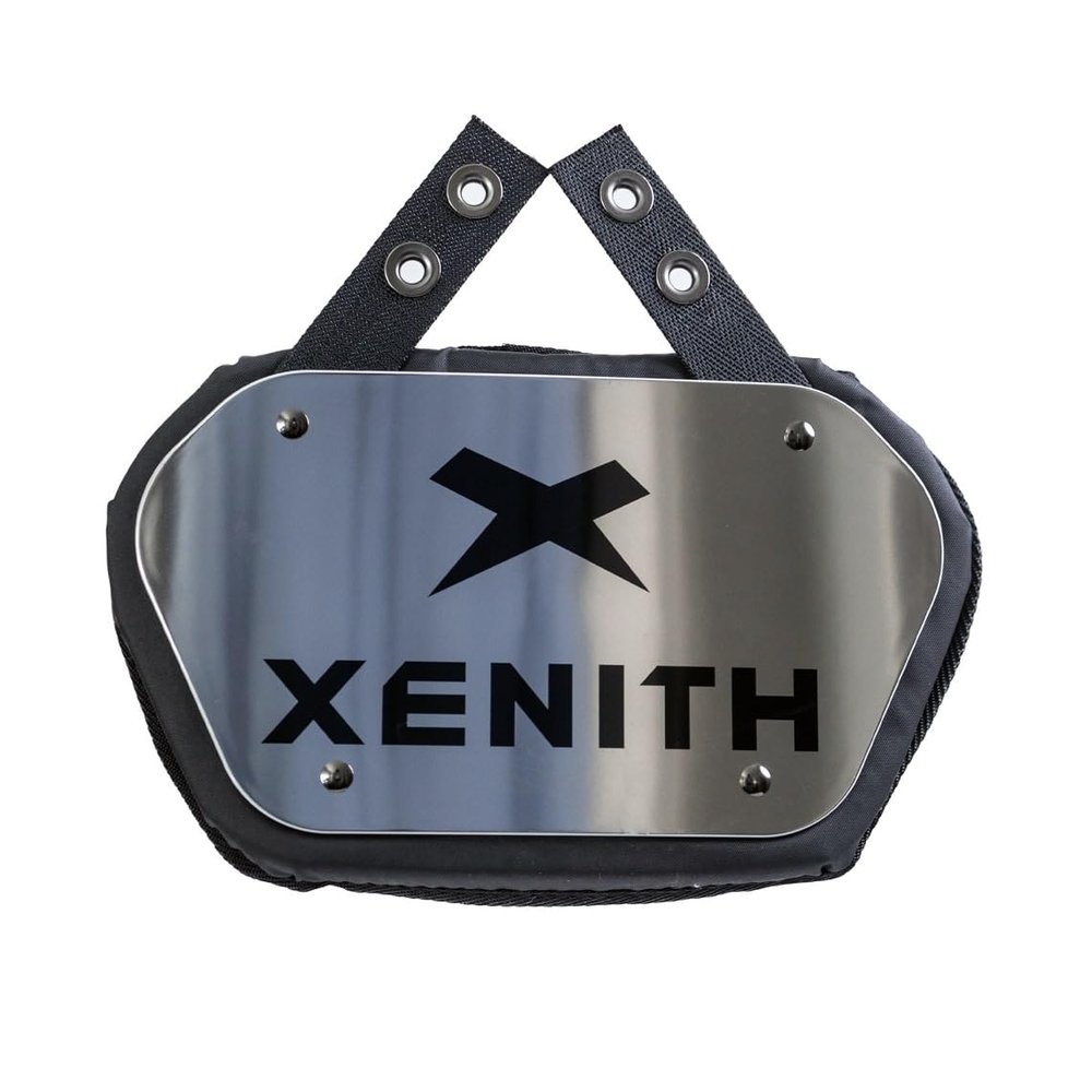 Xenith Elite Football Back Plate- Lower Backplate for Shoulder Pads- Durable Adjustable Straps and High Impact Padding- Elite Chrome - Universal