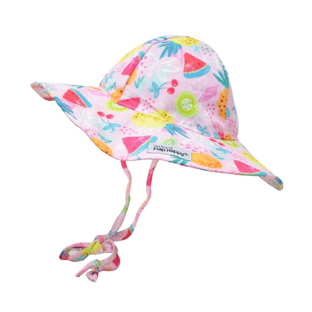 Flap Happy Baby and Children's Floppy Hat UPF 50+, Highest Certified UV Sun Protection, Fruit Fiesta, Medium