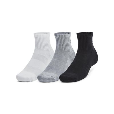 Under Armour Unisex-Adult Training Cotton Quarter Socks 3 Pack, (035) Steel/White/Black, Medium