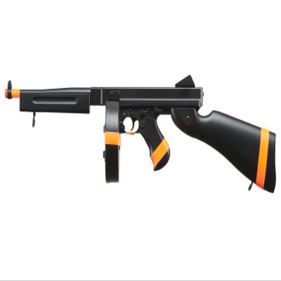 Airsoft M1A1 Submachine Gun WW2 Chicago Typewriter Full Auto Electric SMG AEG with Two Magazines, Color Black-California Compliant