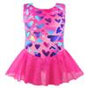 EQSJIU Girls Ballet Leotard With Skirt Red Heart Girls Dance Leotards Gymnastics Outfit 3t 4t 3-4t view 3