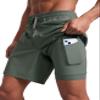 CRZ YOGA Mens 2 in 1 Running Shorts 7" - Lined Workout Quick Dry Lightweight for Sports Athletic with Pockets Grey Sage Small view 1