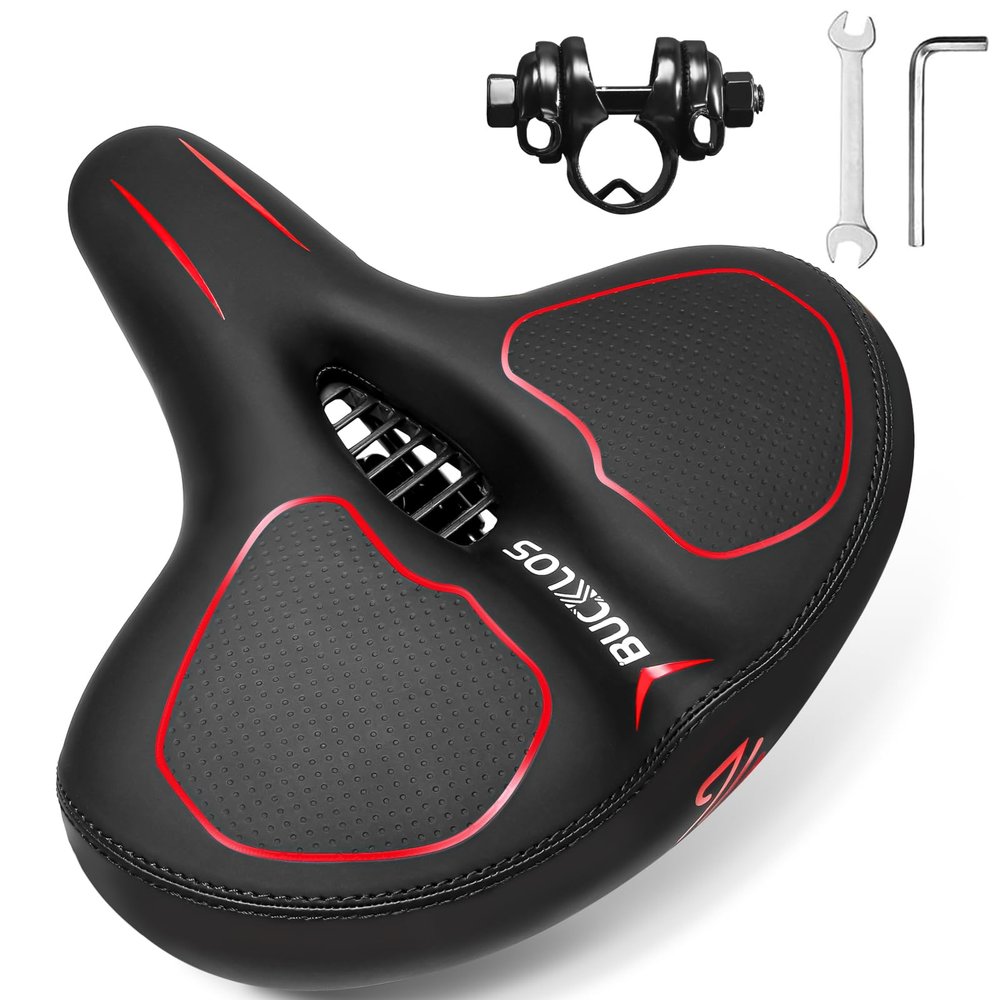 BUCKLOS Wide Bike Seat for Men Women Ebike Seats Comfort Extra Large Comfortable Bicycle Seats Saddle for Ebike/Crusier/Exercise/Peloton Bike