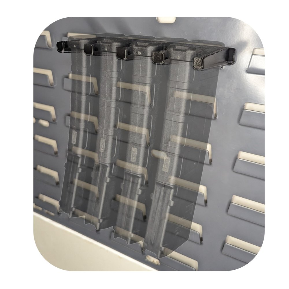 Hammy3DPrints Mount for Pmag Mags - Secure It/Akro Mils | Magazine Holder Storage Rack (Black)