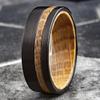 Elegant 8mm Brushed Satin Finish Black Tungsten Carbide Band Ring with Off-Center Whiskey Barrel Oak Wood Stripe and Whiskey Barrel Comfort Fit Inner Band. (8mm 11.5) view 4