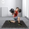 1in Thick 10.76 Sq Ft Rubber Top High Density Exercise Gym Mats Non-slip 4 Pcs, Interlocking Puzzle Floor Tiles for Home Gym Heavy Workout Equipment Flooring - 19.68 x 19.68in Tile, Black & White view 3