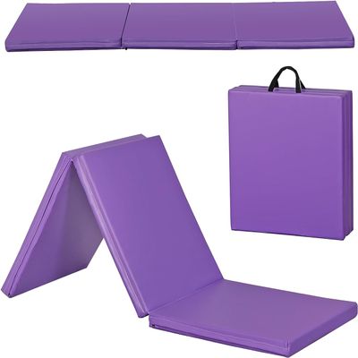BBBuy 6' x 2' Portable Folding Lightweight Exercise Gym Fitness Yoga Mat Extra Thick Foam Gymnastics Mat Tumbling Mat Workouts w/Carrying Handle for Home Gyms Indoor Outdoor, Purple