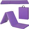 BBBuy 6' x 2' Portable Folding Lightweight Exercise Gym Fitness Yoga Mat Extra Thick Foam Gymnastics Mat Tumbling Mat Workouts w/Carrying Handle for Home Gyms Indoor Outdoor, Purple view 1