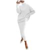 Vifucz Sweater and Skirt Set Women Casual Solid Knitting Slimming Hip Wrap Long Sleeve Turtleneck Sweaters Skirt 2 Pieces Outfit Sets White XXL view 1