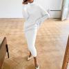 Vifucz Sweater and Skirt Set Women Casual Solid Knitting Slimming Hip Wrap Long Sleeve Turtleneck Sweaters Skirt 2 Pieces Outfit Sets White XXL view 4