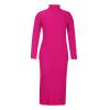 Vifucz 2 Piece Sweater Sets for Women Women Casual Solid Knitting Slimming Hip Wrap Sleeve Turtleneck Sweaters Skirt Suit Hot Pink M view 3