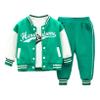 YEAHDOR Toddler Boys Sports Baseball Outfits Print T-Shirt Varsity Jacket Coat and Pants Set Athletic Uniform Green 3-4 Years view 1