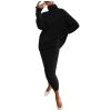 Vifucz Sweater and Skirt Set Women Casual Solid Knitting Slimming Hip Wrap Long Sleeve Turtleneck Sweaters Skirt 2 Pieces Outfit Sets Black M view 1
