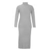 Vifucz Women Casual Solid Knitting Slimming Hip Wrap Sleeve Turtleneck Sweaters Skirt Suit Gray S view 3
