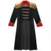 Rswnyirn Women's Ringmaster Costume Long Tailcoat Jacket Vintage Coat with Gold Epaulettes Black 3X-Large view 4