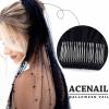 Acenail Black Veil Pearls Wedding Brides Veils Short Funeral Veils with Comb Fingertip Mourning Halloween Veil for Women (1T Pearl) view 2